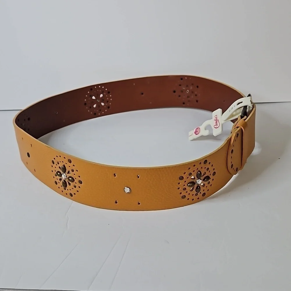 Candie's Jeweled Belt sz L Tan NWT